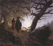 Caspar David Friedrich Man and Woman Contemplating the Moon (mk10) oil painting
